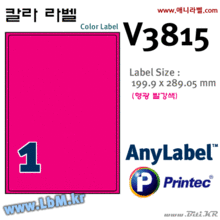 AnyLabel V3815 (1칸, 빨강) [10매] 199.9x289.05mm 형광라벨 - 애니라벨 (레이저전용), 아이라벨, 뮤직노트